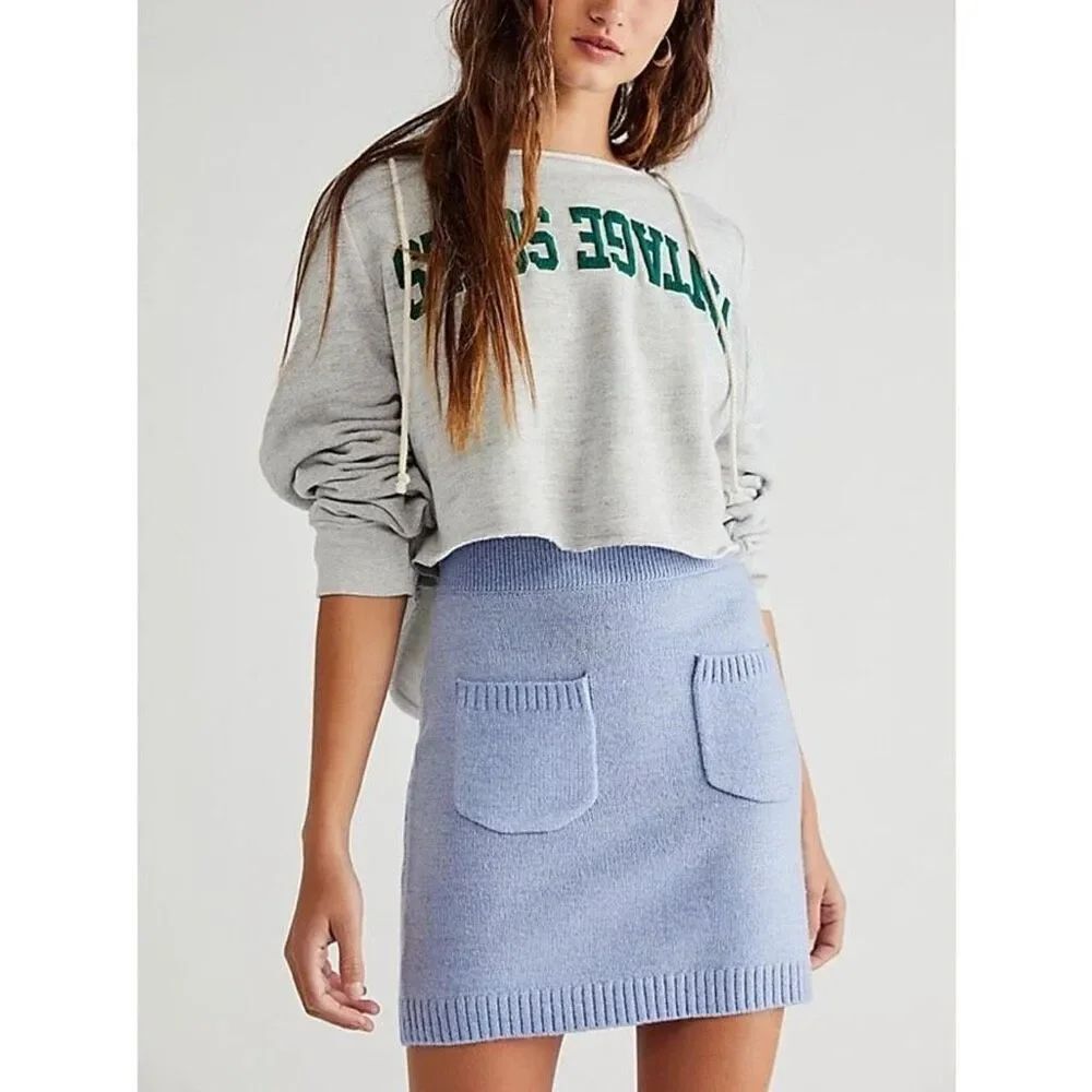 ✨Free People Solid Viola Sweater Mini Periwinkle Sz Medium Skirt✨